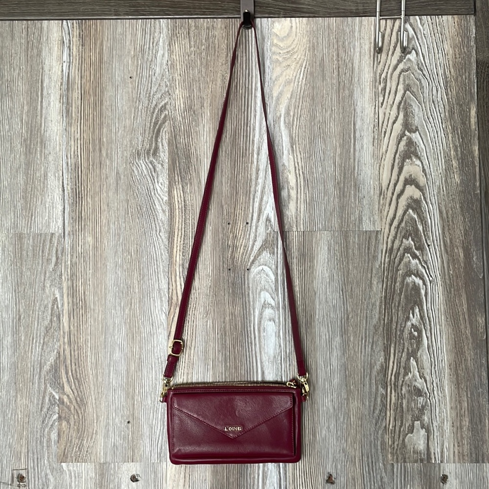 Lodis red leather cross body bag/wallet
